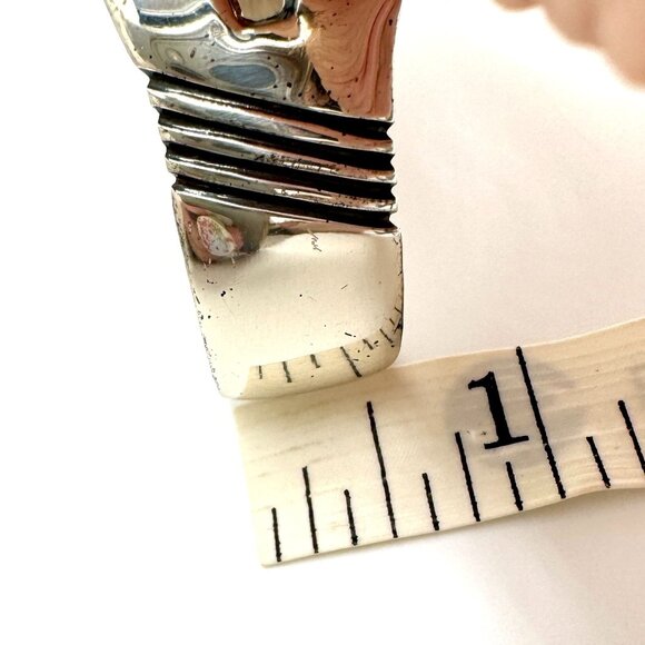 Vintage Sterling Silver Cuff Bracelet With Kingman Turquoise Gemstone 32 Grams - Picture 5 of 11